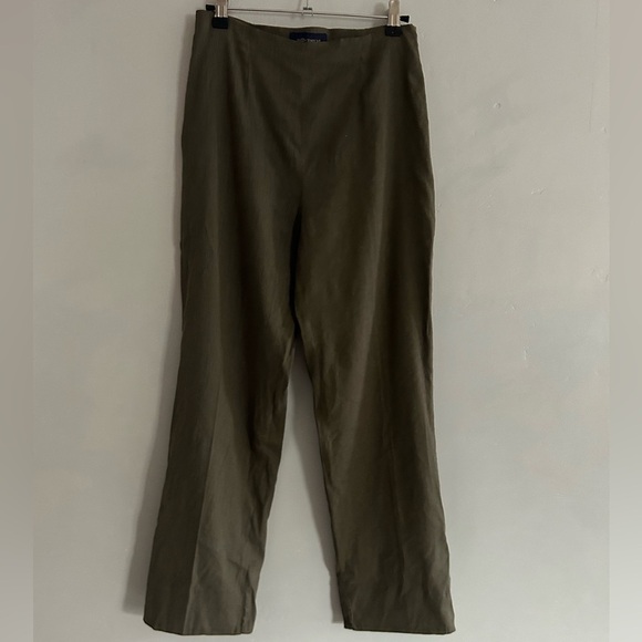 Piazza Sempione Olive Green Linen Blend Pull On Pants - Picture 1 of 8